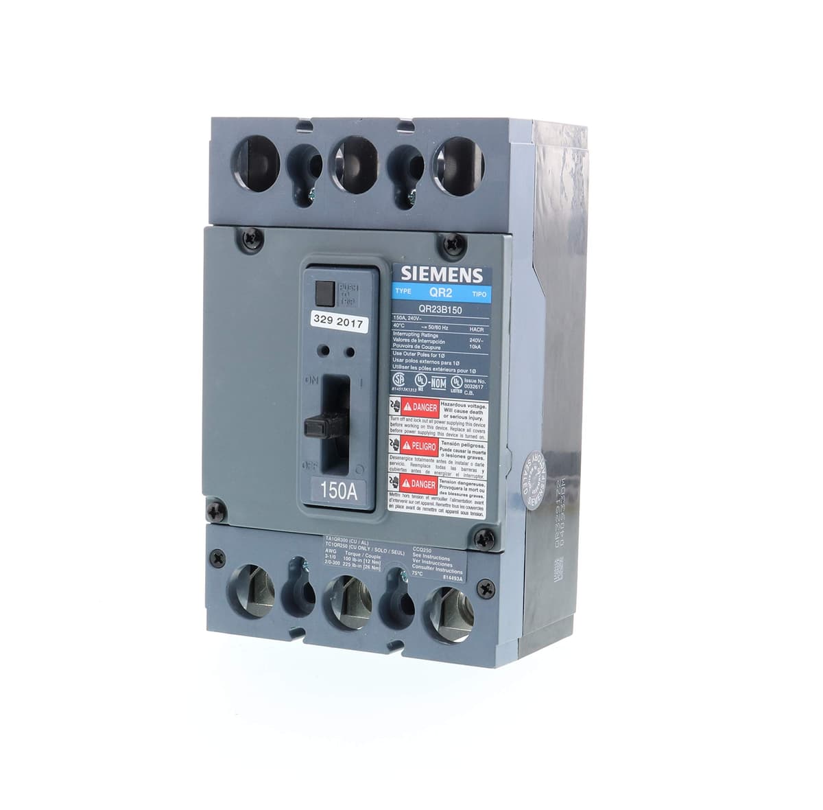 Siemens Interruptor Automático Tipo QR 3-Polo 150 Amp US2:QR23B150