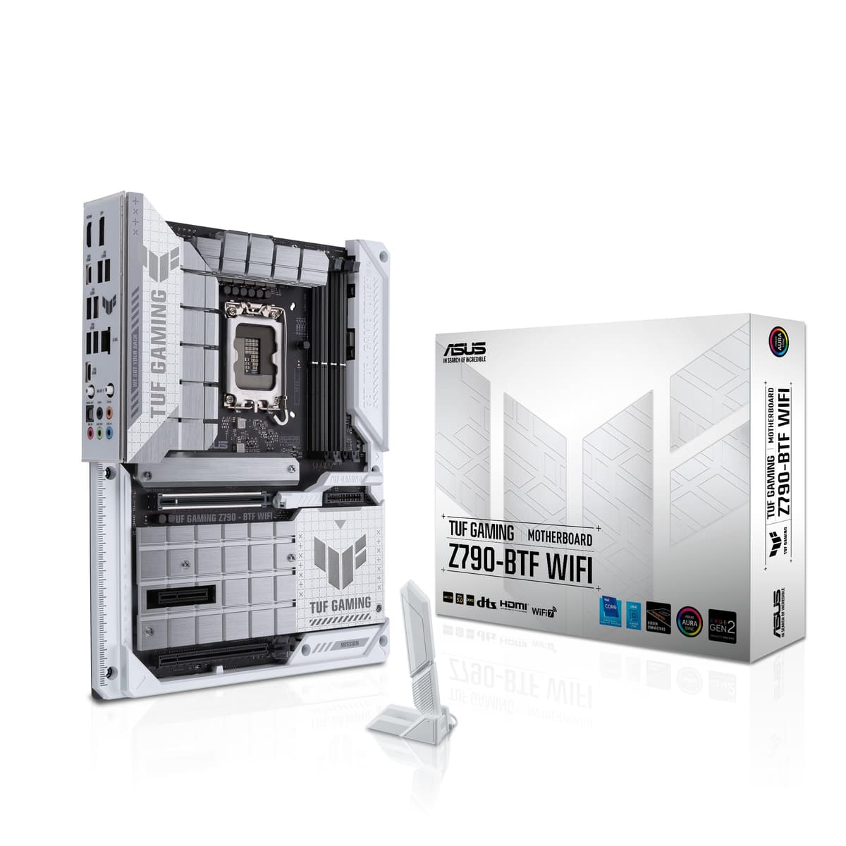 ASUS TUF Gaming Z790-BTF WiFi 7 Intel Z790 (LGA 1700) Placa base ATX, diseño de conector oculto, PCIe 5.0,4× M.2, fases de alimentación 16+1+1, DDR5, Ethernet 2.5 Gb, USB tipo C, USB tipo C frontal, Thunderbolt 4