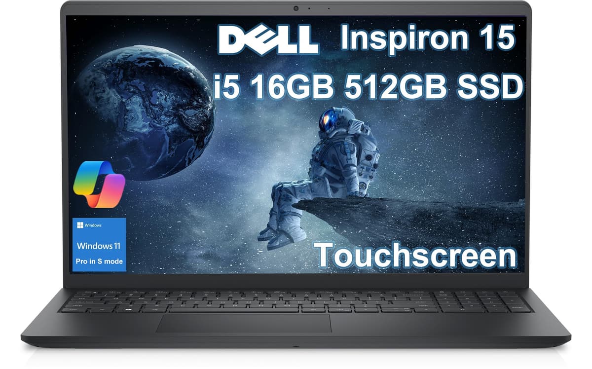 ist computers Dell Inspiron 15 portátil con pantalla táctil (15.6" FHD LED, Intel i5-1334U de 10 núcleos (> i7-1255U), 16GB RAM, 512GB SSD) para negocios y hogar, carga rápida, Inspiron 3000 3530, cámara web, Windows 11 Pro en modo S con Copilot Latitude 5540