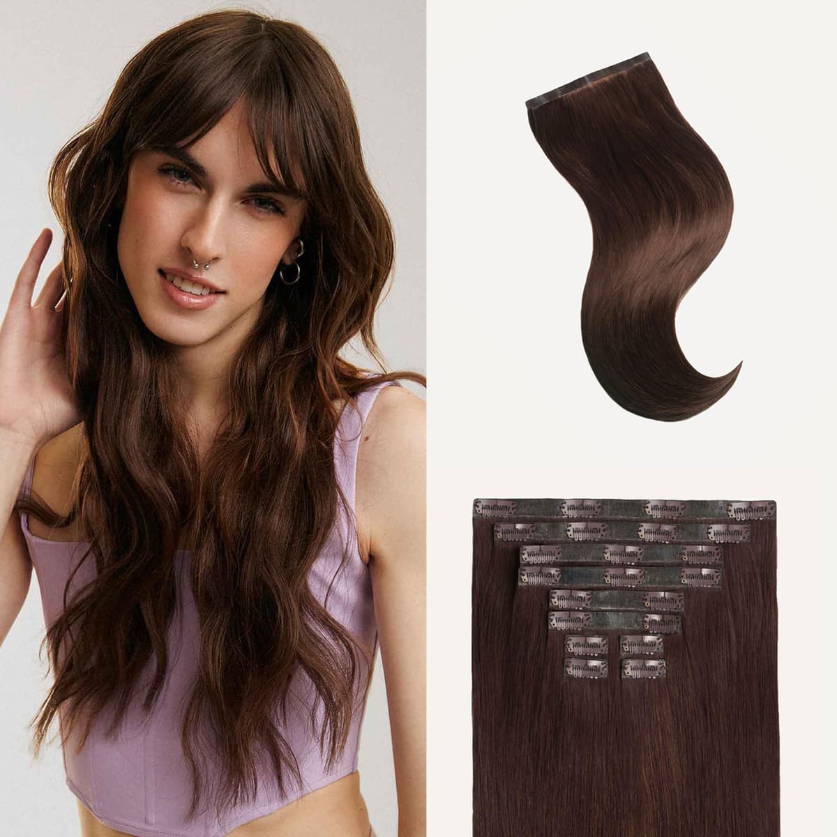 Luxy Extensions Clip-In 24" 240g Chocolate Brown Seamless - 100% Remy Human Hair 24-240g-Color4-S