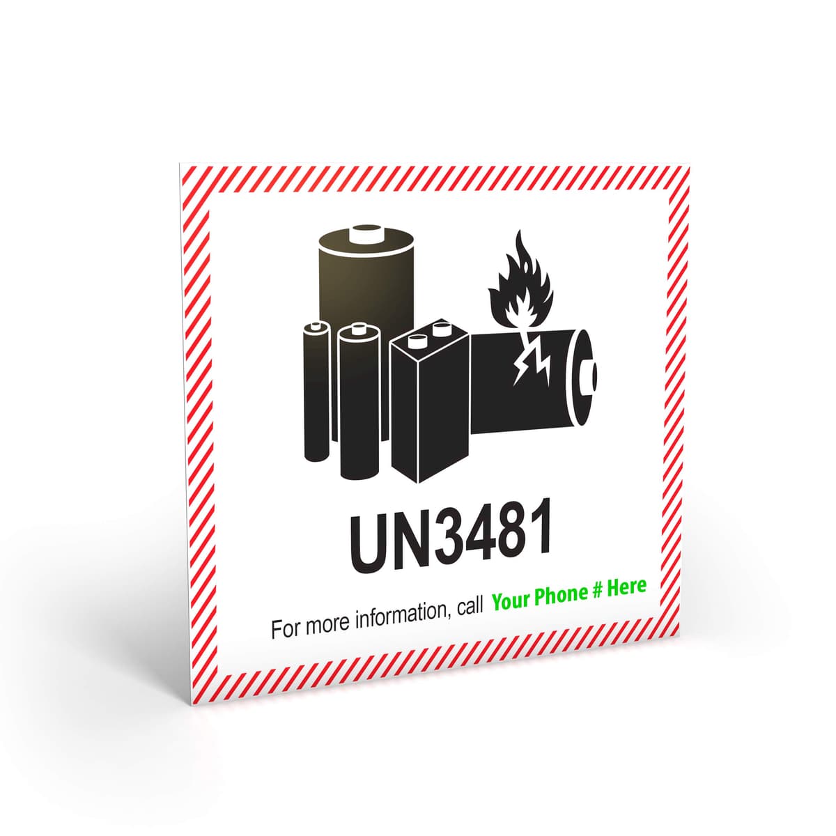 Kenco Etiquetas para baterías Li-ion/UN3481 grandes 4.375" x 4.75" personalizadas (5,000) KL-3