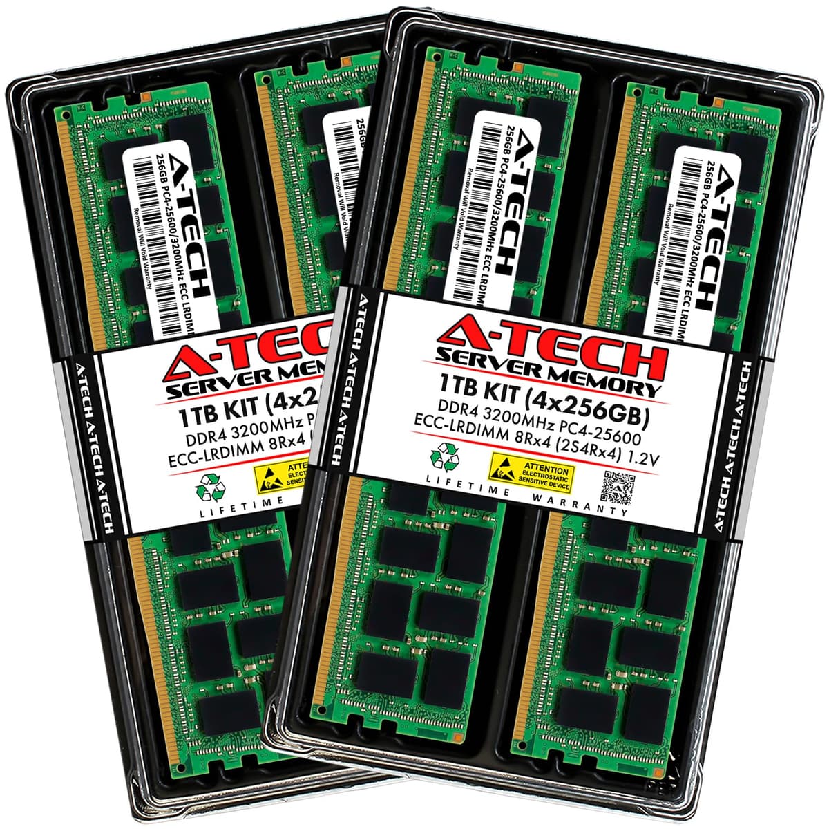 A-Tech 1TB (4x256GB) DDR4 3200MHz PC4-25600 ECC LRDIMM 8Rx4 288-Pin AT256G4D4D3200LO43DSN12V
