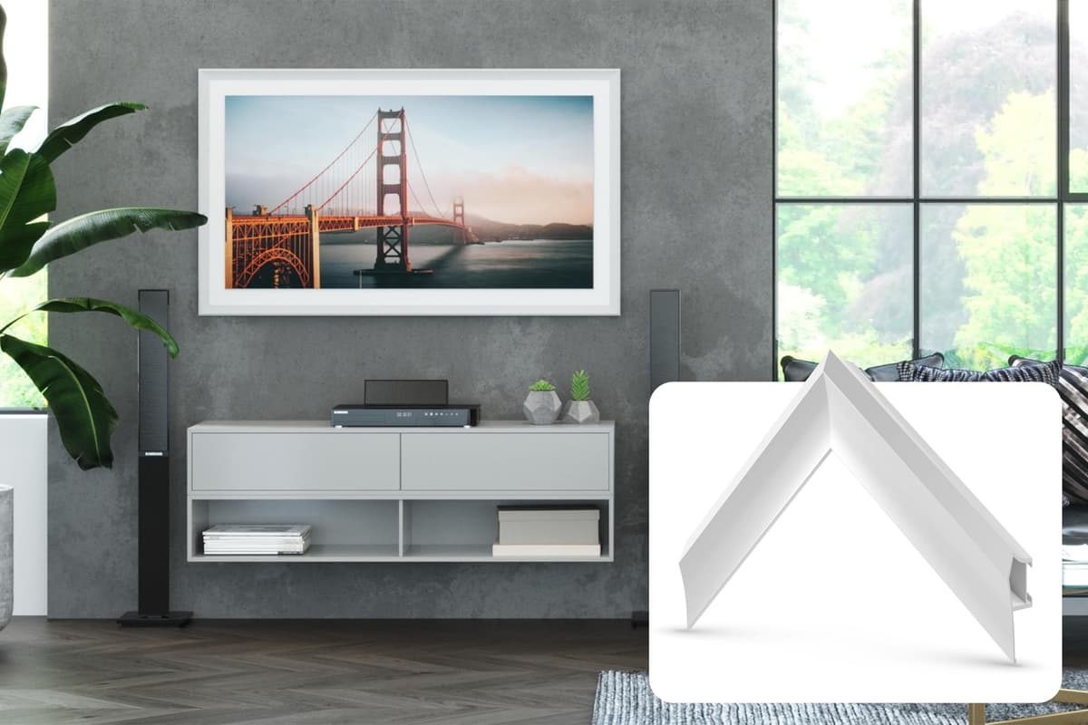 Marco Deco Aleación Prisma Blanco Puro 75" - Compatible SOLO con Samsung The Frame y Pro TVs (Compatible 2021-2025, LS03A, LS03B, LS03C, LS03D, LS03FA, LS03FW)
