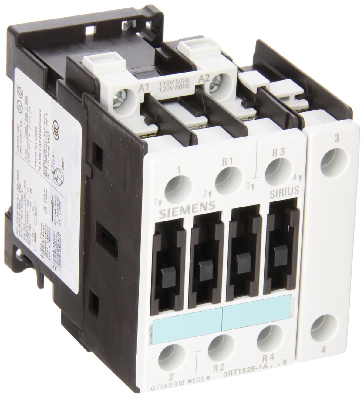 Siemens 3RT15 26-1AK60 Contactor especial AC 3 polos, conexión por tornillo, tamaño S0, bobina 120V 60Hz