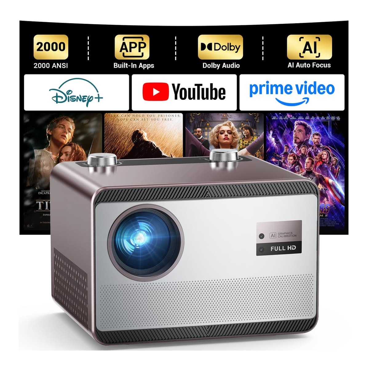 Proyector 4K HAPPRUN C61 PRO con WiFi, Bluetooth y apps oficiales C58