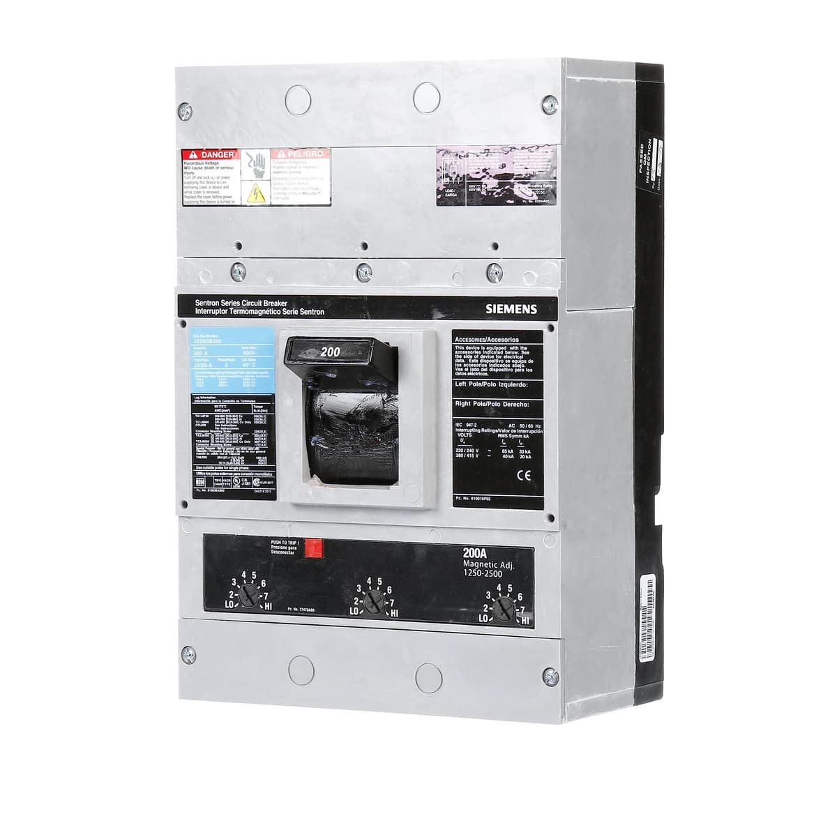 Siemens JXD63B200 Breaker JD6 3P 600V 200A FX