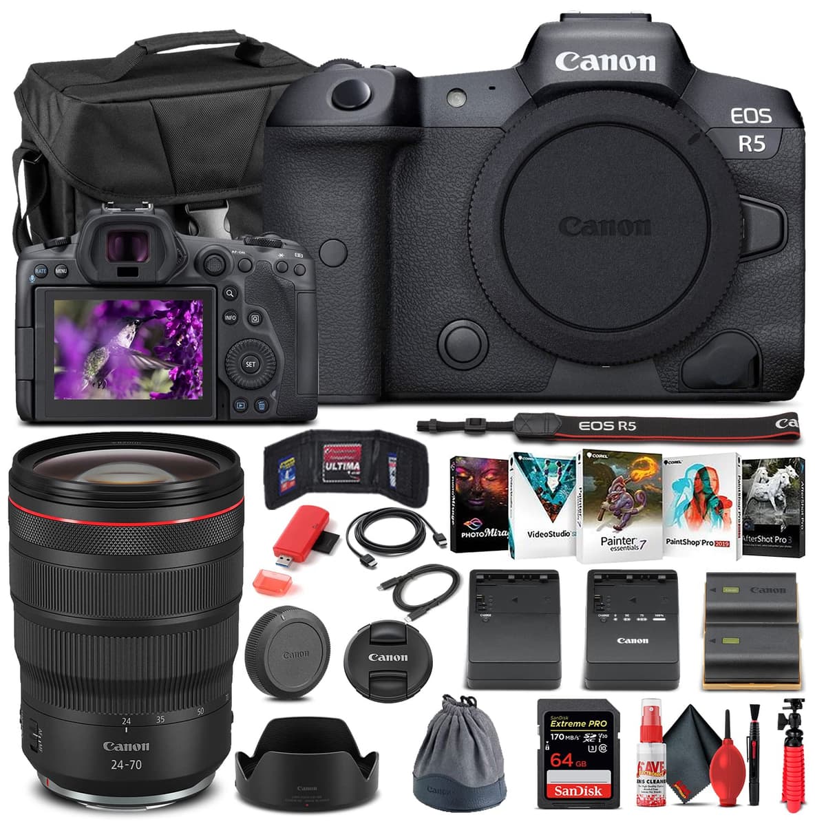 Canon 4147C002_EDI_4 Cámara mirrorless EOS R5 (solo cuerpo) con RF 24-70mm y kit (renewed)