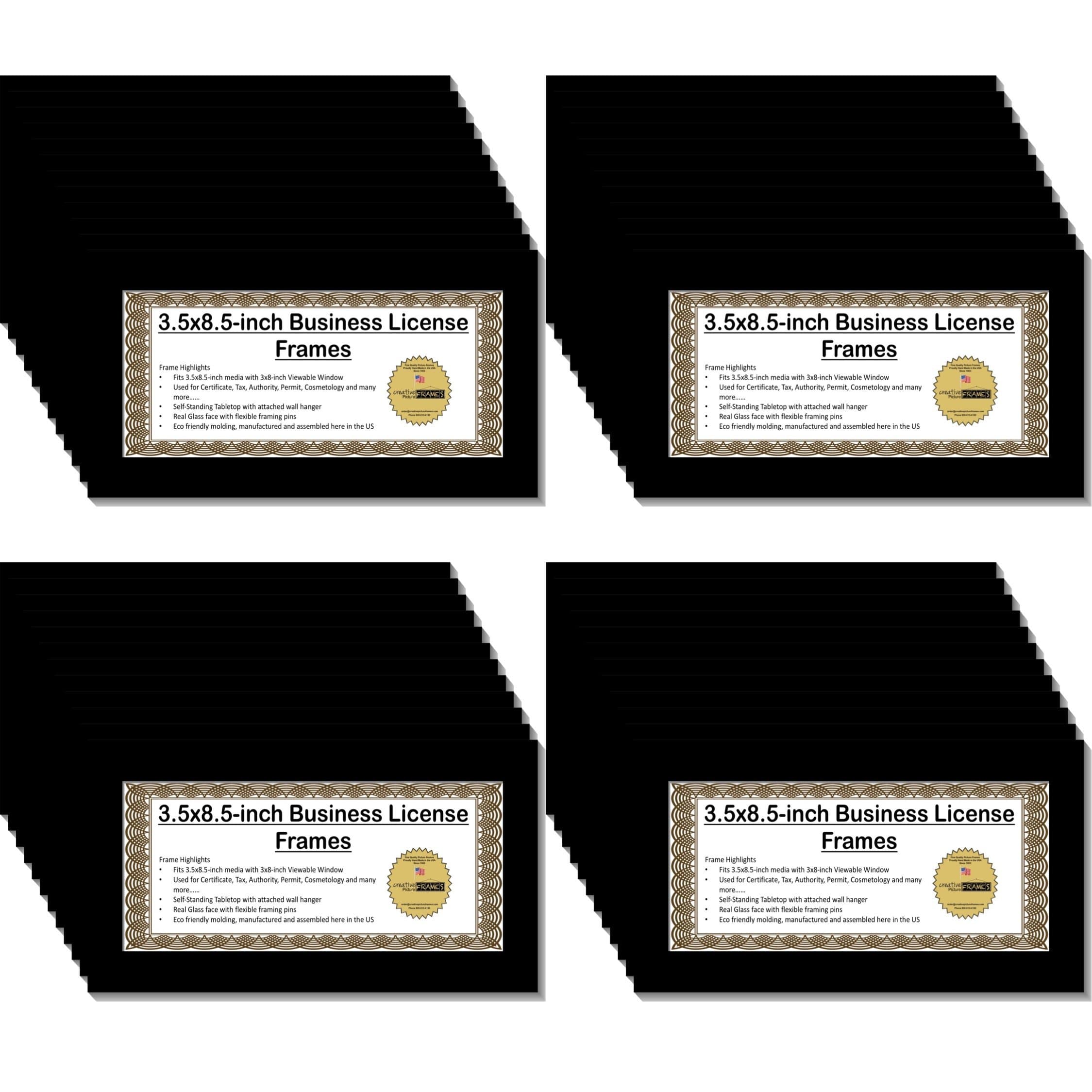 Creative Picture Frames Marco para licencia 3.5x8.5, Satin Black, pack de 48 48pk-license3.5x8.5bk
