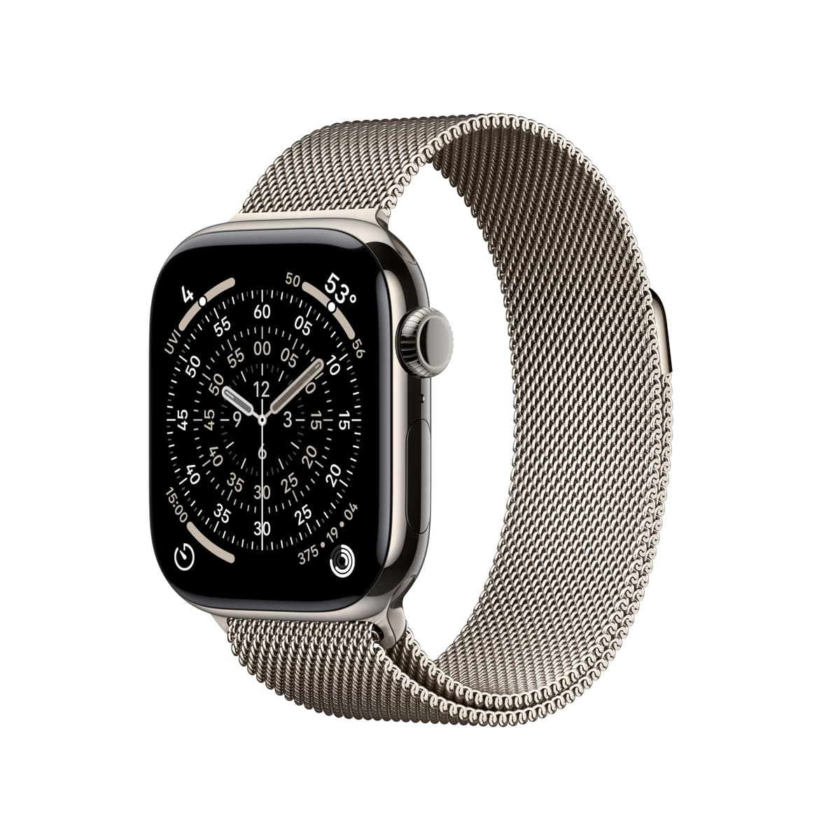 Apple Watch Series 11 [GPS + Cellular 42 mm] Smartwatch con caja de titanio natural y malla milanesa natural. Puntuación de sueño, rastreador de actividad, monitoreo de salud, pantalla siempre activa, resistente al agua MF8P4LW/A