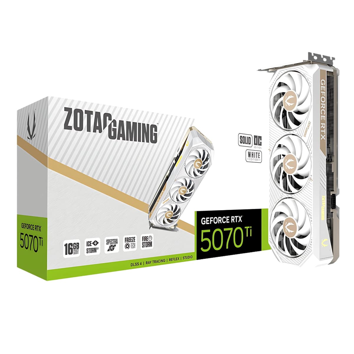 ZOTAC SOLID CORE OC Edición Blanca GeForce RTX 5070 Ti 16GB GDDR7 PCI Express 5.0 ZT-B50710Q2-10P