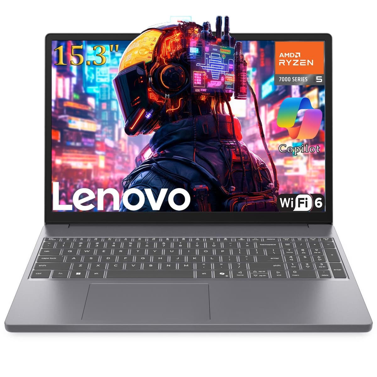 Laptop para juegos Lenovo 15", AMD Ryzen 5 7535HS de 6 núcleos, 16GB RAM DDR5, SSD PCIe 1TB, pantalla FHD+, WiFi 6, Bluetooth 5.3, webcam, HDMI, Type-C, gris luna, Windows 11 Home IdeaPad Slim 3
