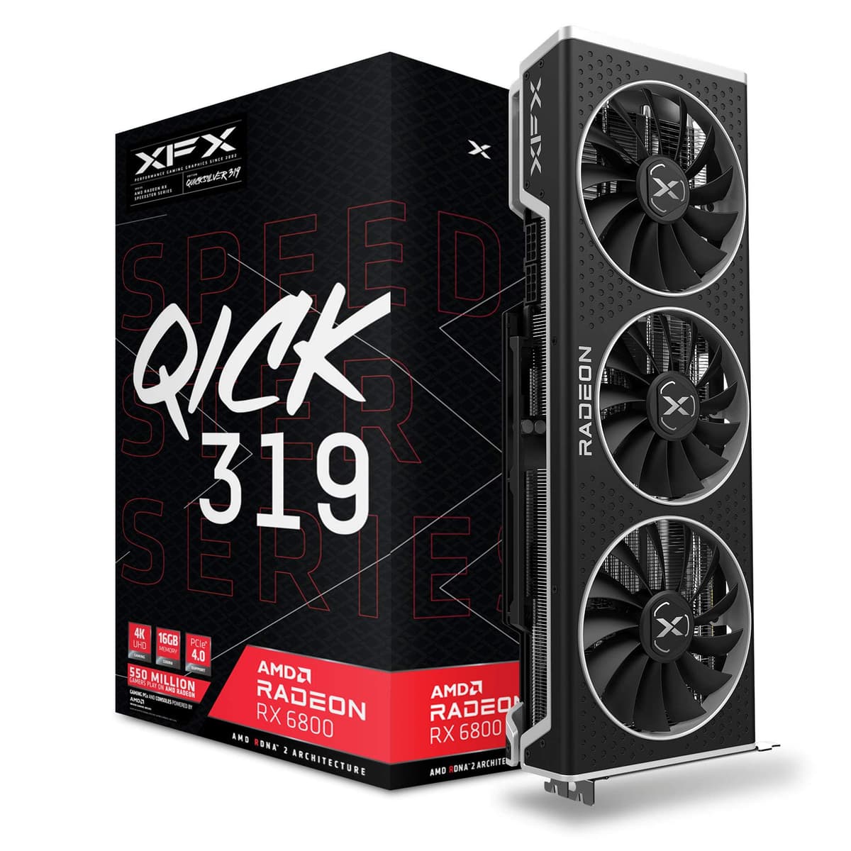 XFX Speedster QICK319 AMD Radeon RX 6800 16GB GDDR6 RX-68XLALBD9