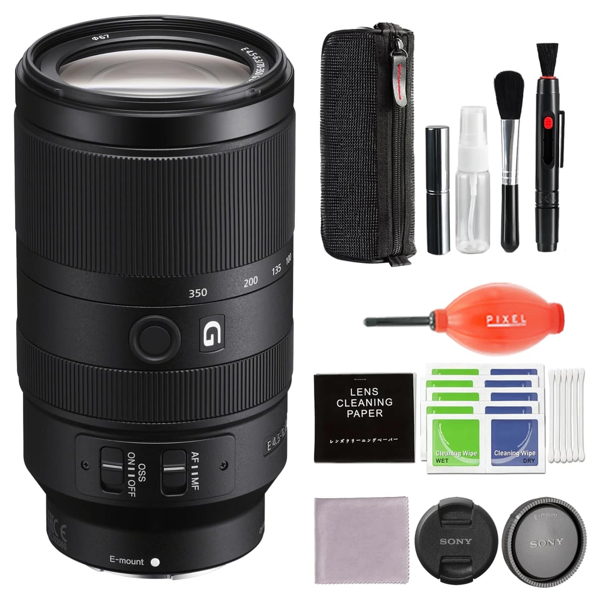Sony Alpha 70-350mm F4.5-6.3 G OSS Teleobjetivo APS-C (SEL70350G) con kit de limpieza