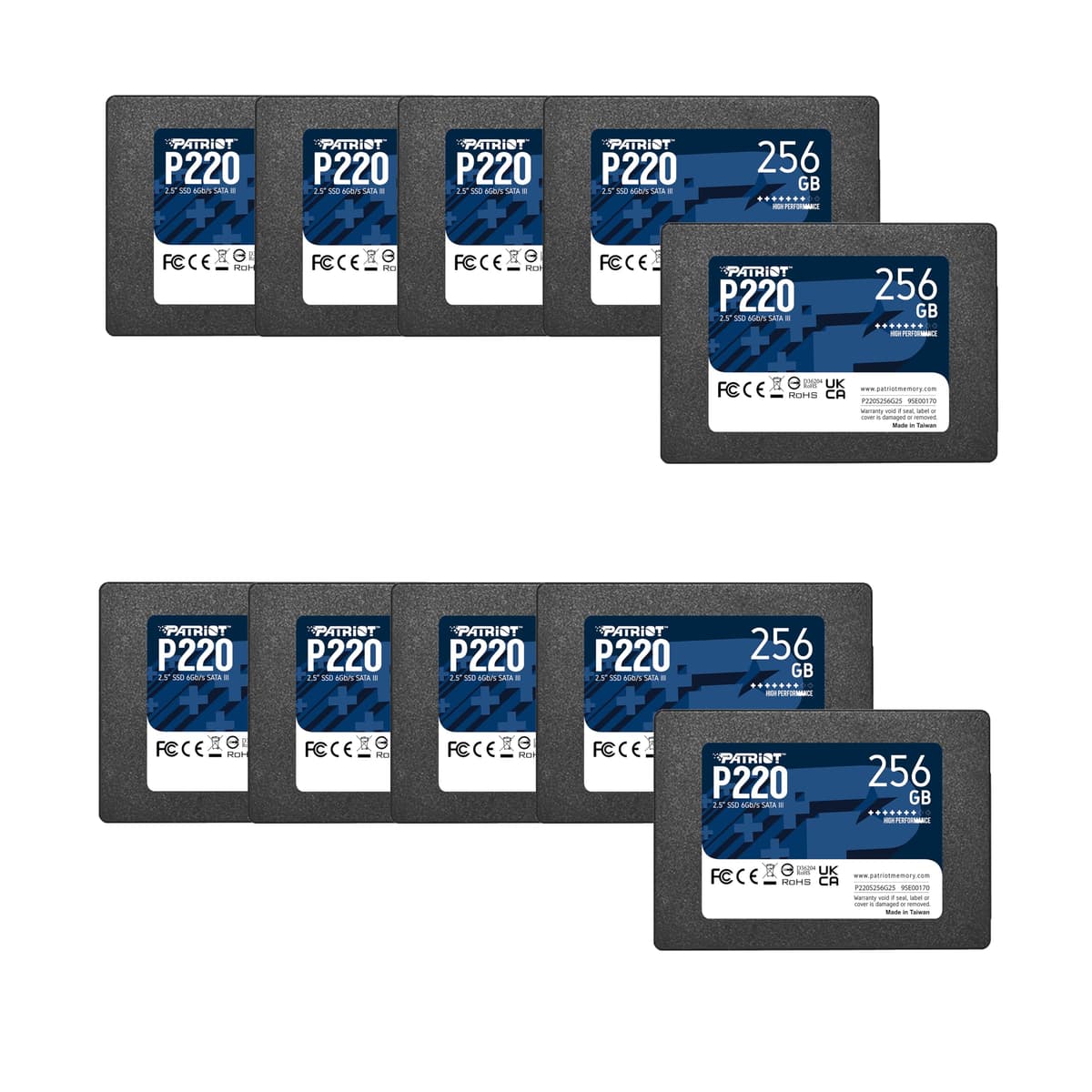 Patriot Memory P220 SSD Interno 256GB - SATA 3 2.5" - Unidad de Estado Sólido Pack Retail x10 - P220S256G2510