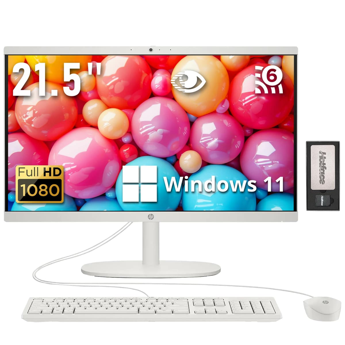 Computadora de Escritorio Todo-en-Uno HP, Pantalla FHD 21.5", Procesador Intel Celeron J4025, 16GB RAM, 288GB Almacenamiento (128GB SSD + 160GB Estación de Acoplamiento), Cámara Privada HD, Teclado y Mouse Cableados, Windows 11, Blanco HP All-in-One Desktop