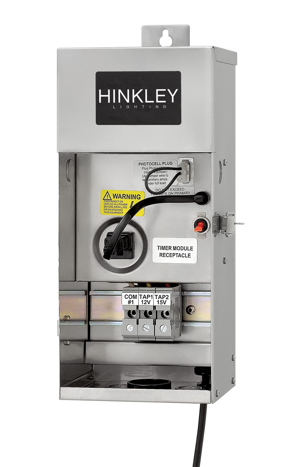 Transformador Hinkley Landscape 0150SS Pro-Series - Salidas 12 V y 15 V, Resistente al agua, Fotocélula - Acero inoxidable