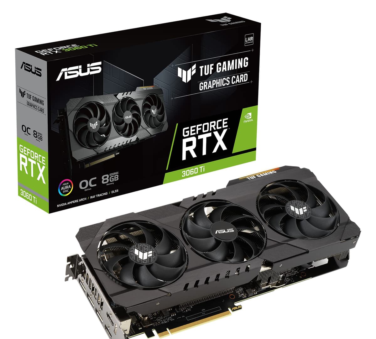 Tarjeta de video ASUS TUF Gaming NVIDIA GeForce RTX 3060 Ti OC Edition (PCIe 4.0, 8GB GDDR6X, HDMI 2.1, DisplayPort 1.4a, rodamientos de bolas dobles, certificación de grado militar, GPU Tweak III) TUF-RTX3060TI-O8GD6X-GAMING
