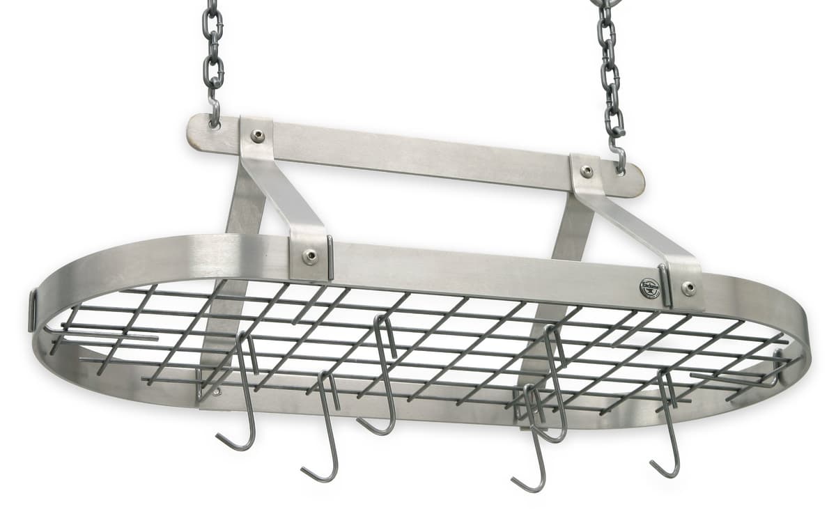 Enclume Décor Classic Oval Pot Rack para techo, Acero inoxidable, 29" x 14" x 22" DR4 SS