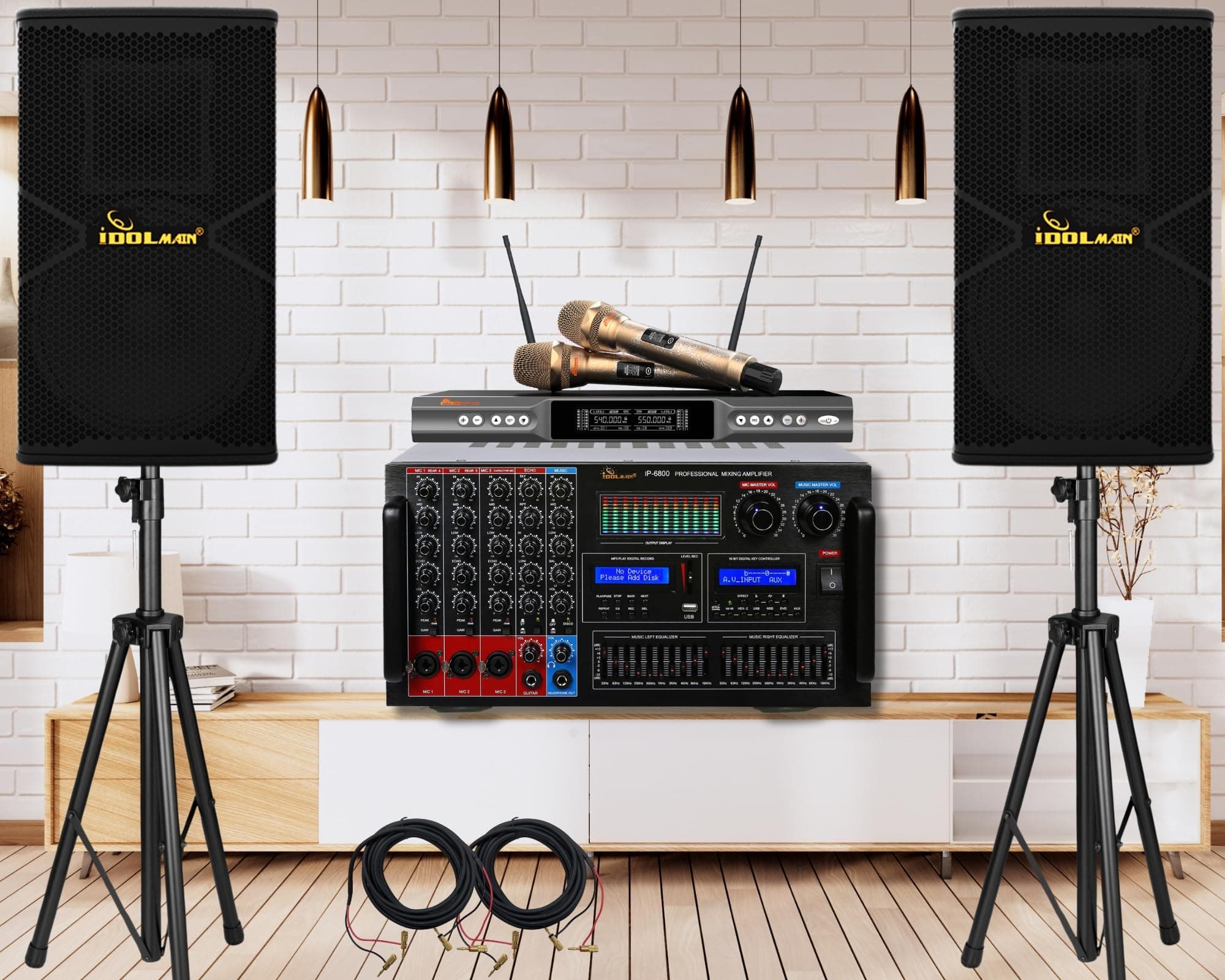 IDOLpro IPS-P18 + IP-6800 Paquete Karaoke 1800W con Micrófonos Inalámbricos