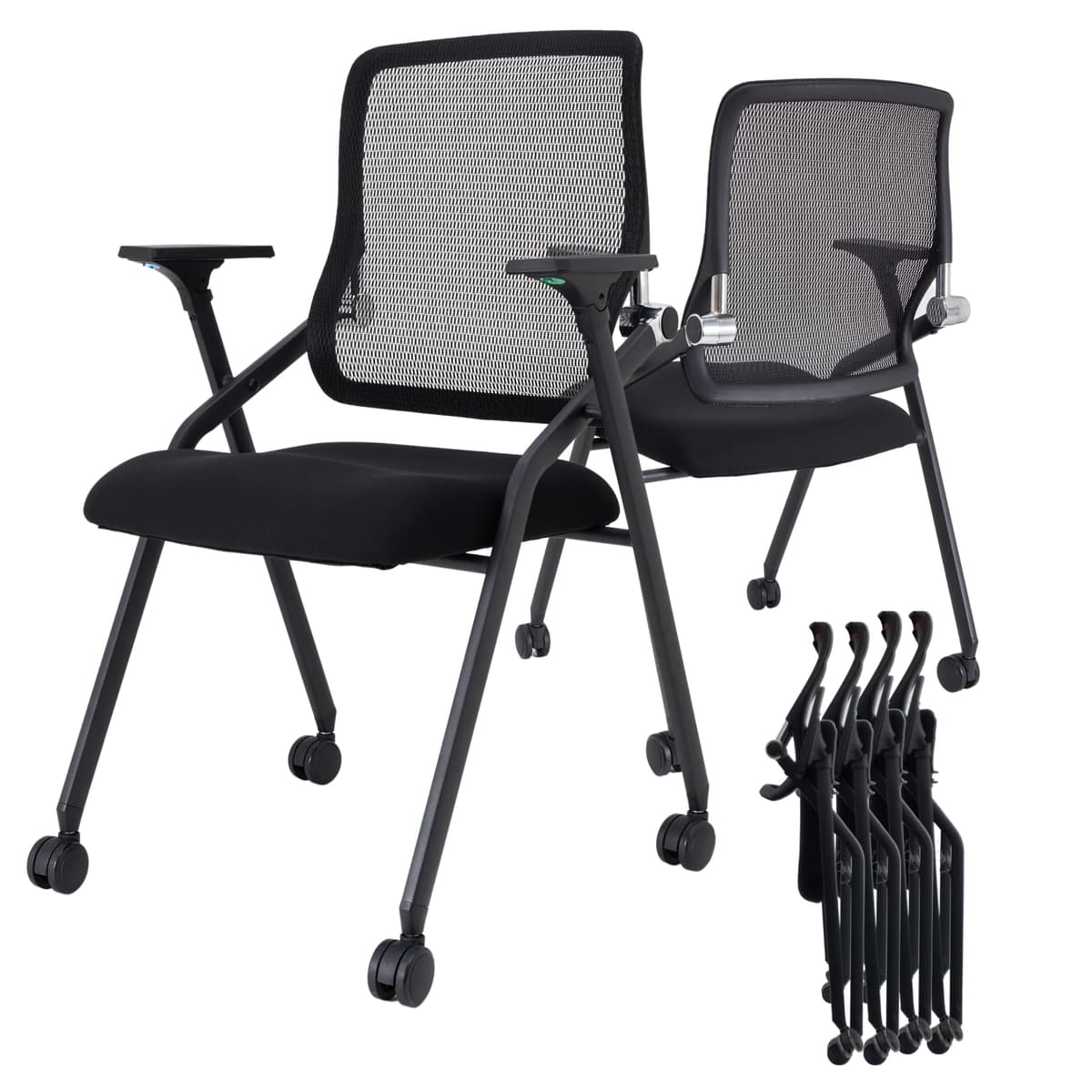 BROBRIYO 4-Pack sillas apilables y plegables para sala de conferencias con soporte lumbar BRY-001-01