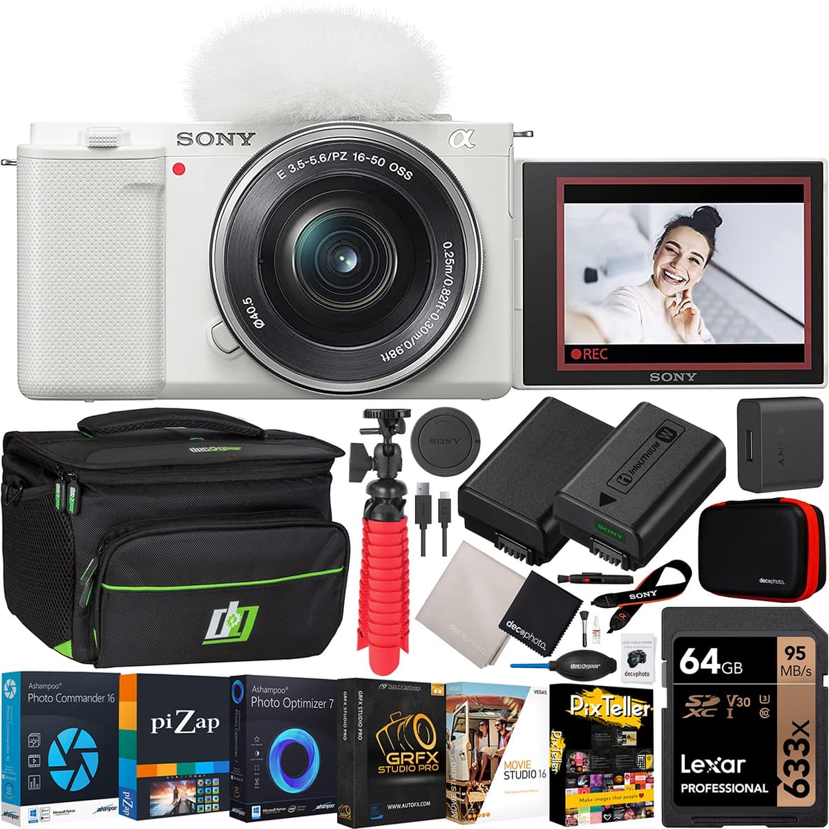 Sony ZV-E10 + 16-50mm Kit (Blanco) con accesorios E1SNILCZVE10LW