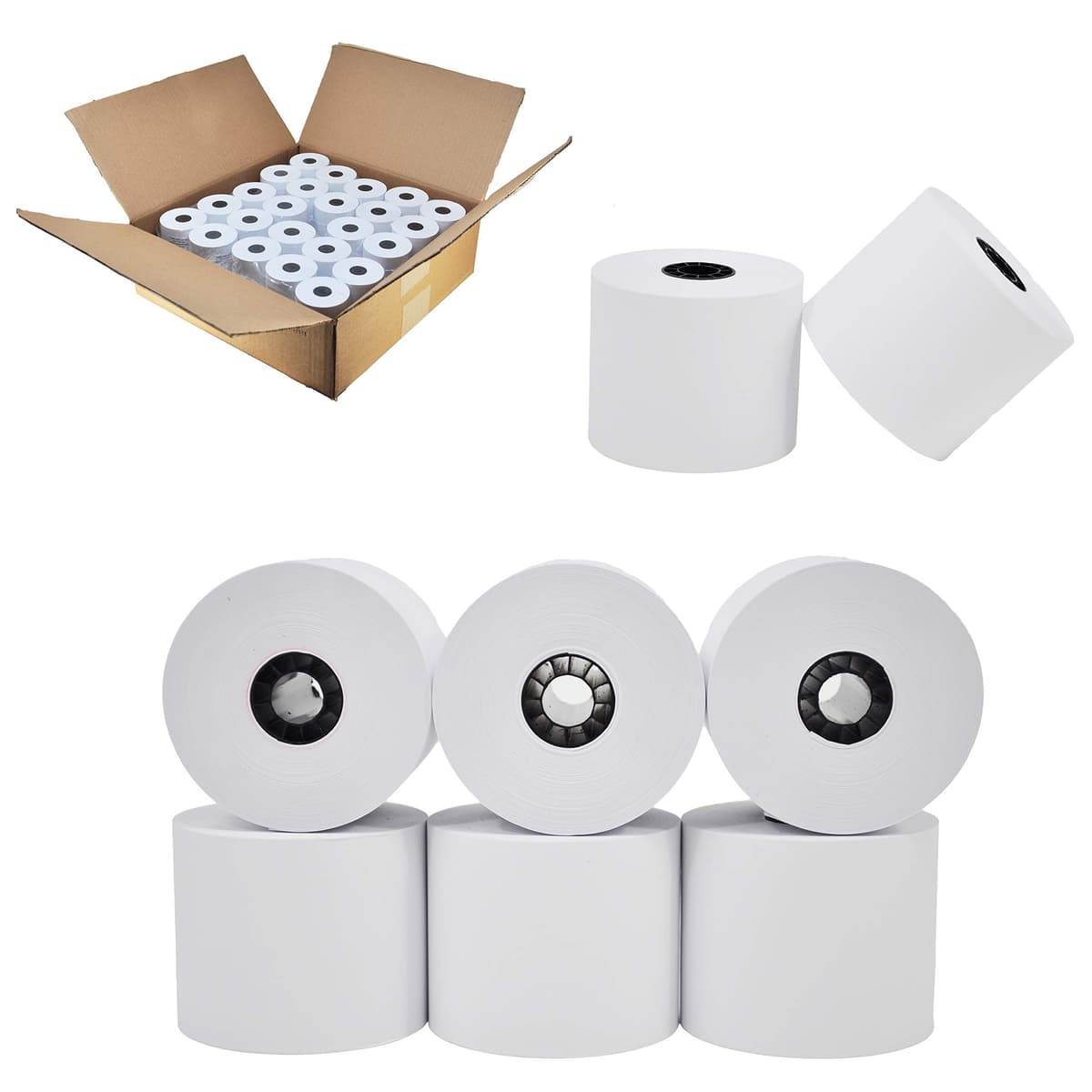 BuyRegisterRolls Rollos de Papel Térmico 1 3/4" x 230' (44mm) Core 7/16" - 500 Rolls BRR