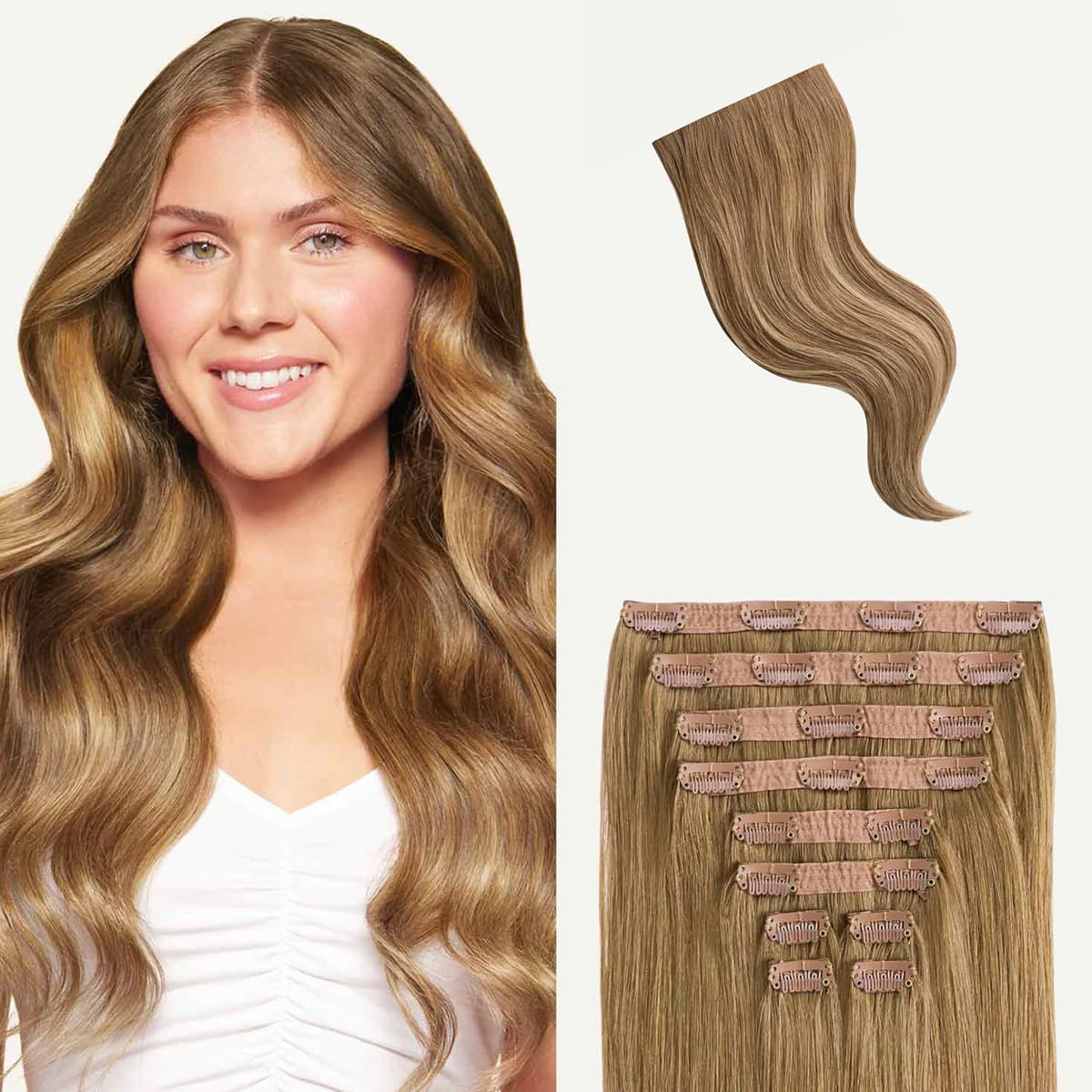 Luxy Hair 24" Bronde Balayage - Clip-In Classic 10 piezas (240 g) 24-240g-Color7T18