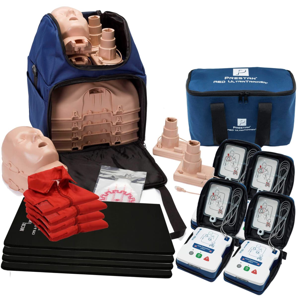 MCR Medical Kit de entrenamiento PRESTAN CPR con 4 maniquíes Ultralite y 4 entrenadores AED K400M-ULM-UT4