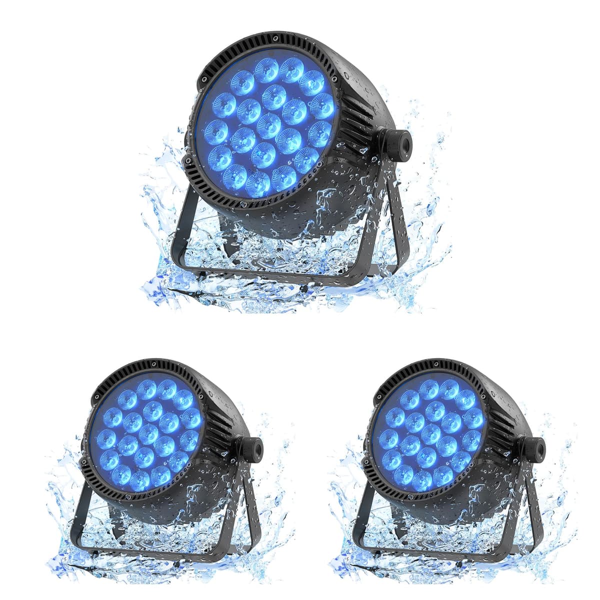 Fancybling Par Light IP65 300W - Par LED RGBW exterior, wash/strobe, DMX512, 3 unidades CYH-ZQ01554X3US-GYY