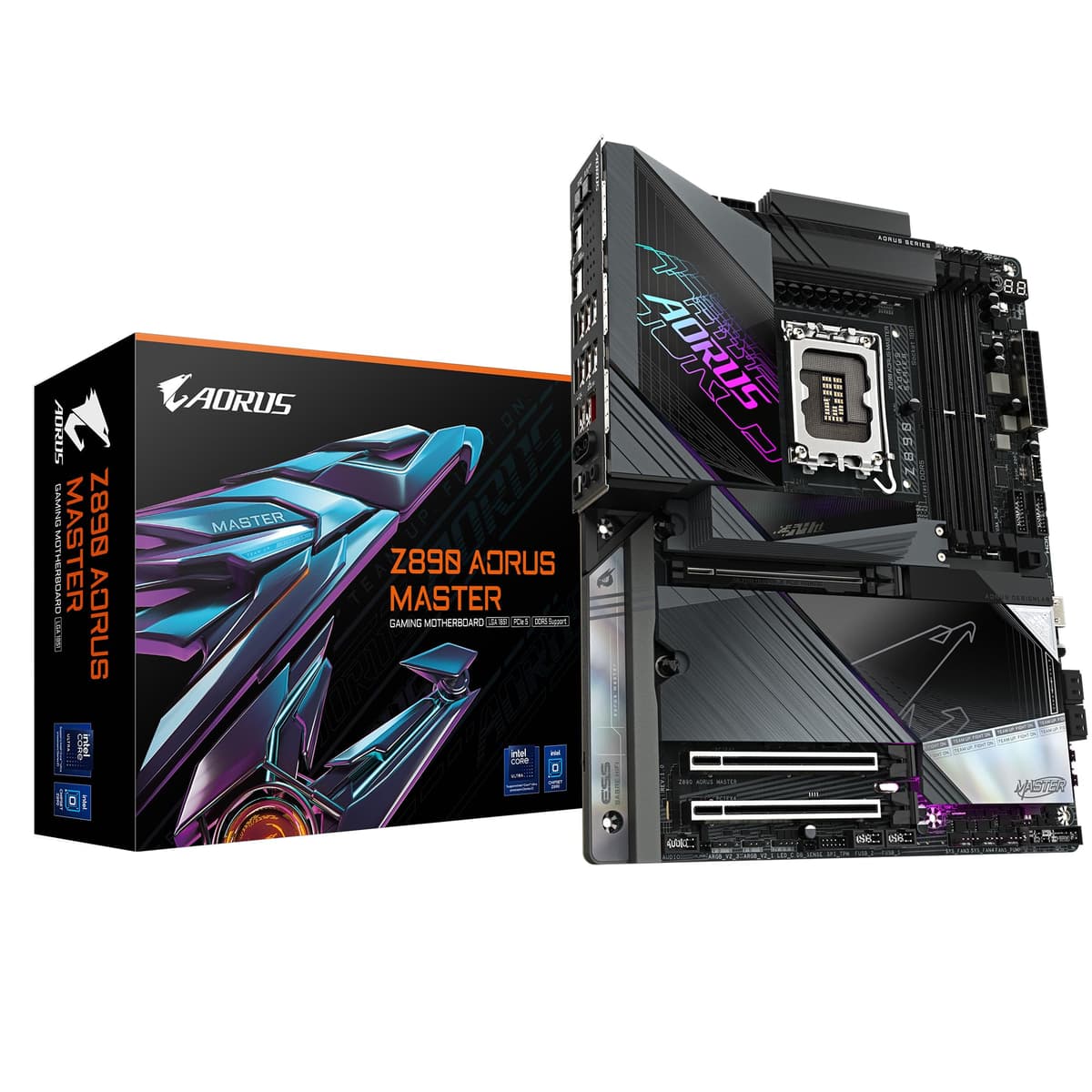 GIGABYTE Z890 AORUS Master Placa Madre - Compatible con CPUs Intel Core Ultra (Serie 2), VRM 18+1+2, DDR5 hasta 9500 MHz (OC), 2x PCIe 5.0 + 3x PCIe 4.0, Wi-Fi 7, LAN 10 GbE, Thunderbolt 4