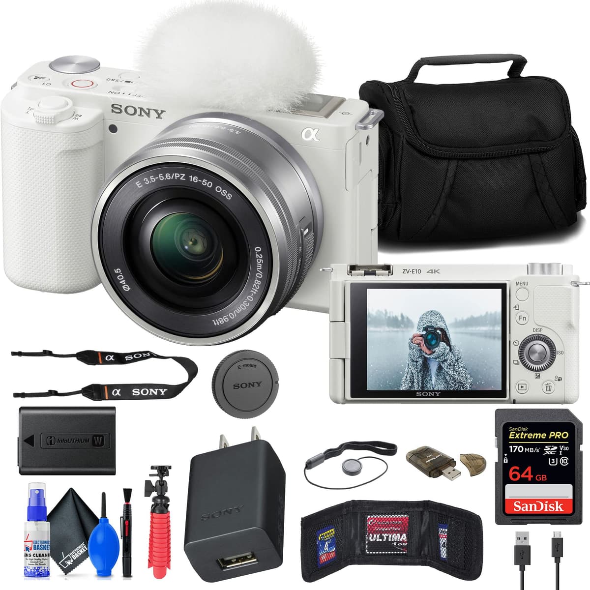 Sony ZV-E10 Mirrorless con lente 16-50mm (Blanco) + 64GB + Accesorios (Renewed) ILCZV-E10L/W_EDIRE_1