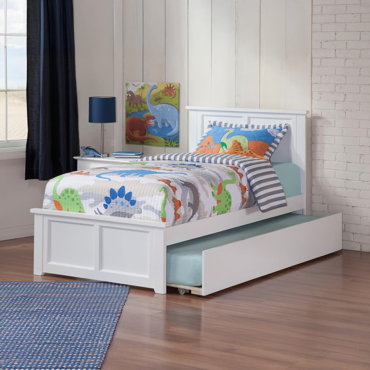 Cama Plataforma AFI Madison Twin con Pie y Trundle en Blanco AR8622012