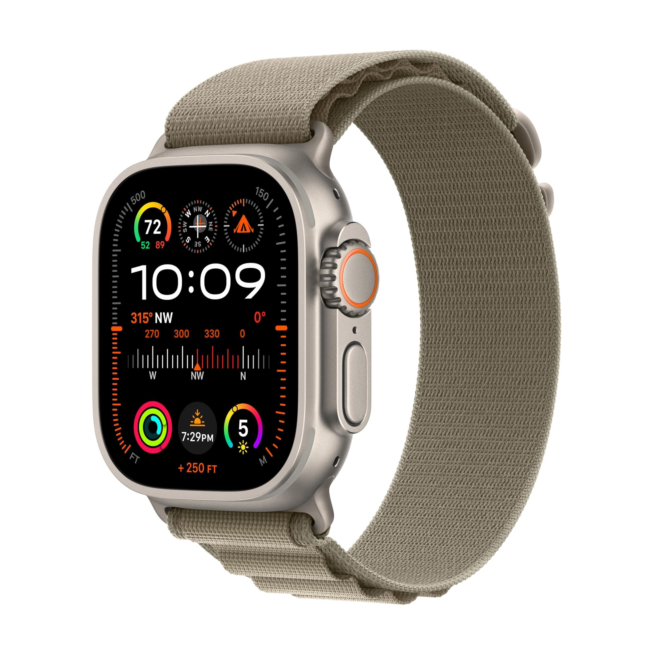 Apple Watch Ultra 2 [GPS + Cellular, 49 mm] Caja de Titanio con Correa Olive Alpine Loop, Talla Pequeña (Reacondicionado) MREX3LL/A