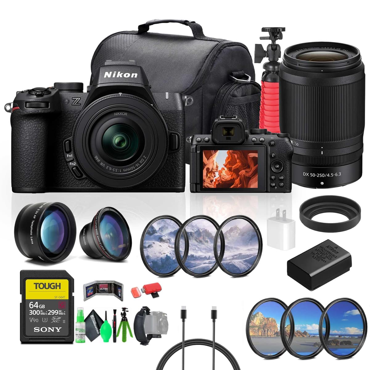 Nikon Z50 II Kit con lentes 16-50mm y 50-250mm + accesorios y tarjeta 64GB 1788_EDIG_1