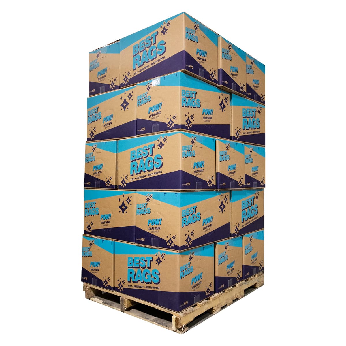 Arkwright Tshirt Box of Rags - Pallet 625 lb, Low Lint, White N-WPKSM-25-P