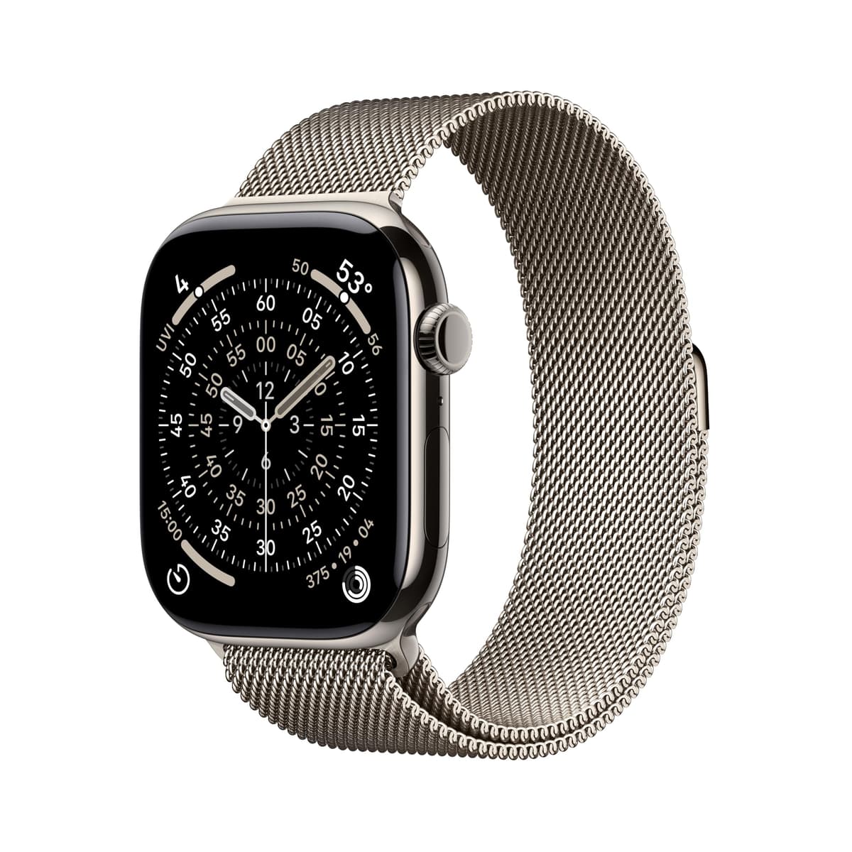 Apple Watch Series 11 [GPS + Cellular 46 mm] Smartwatch con caja de titanio natural y correa Milanese loop natural - M/L. Puntuación de sueño, rastreador de actividad, monitoreo de salud, pantalla siempre activa, resistente al agua MFD04LW/A