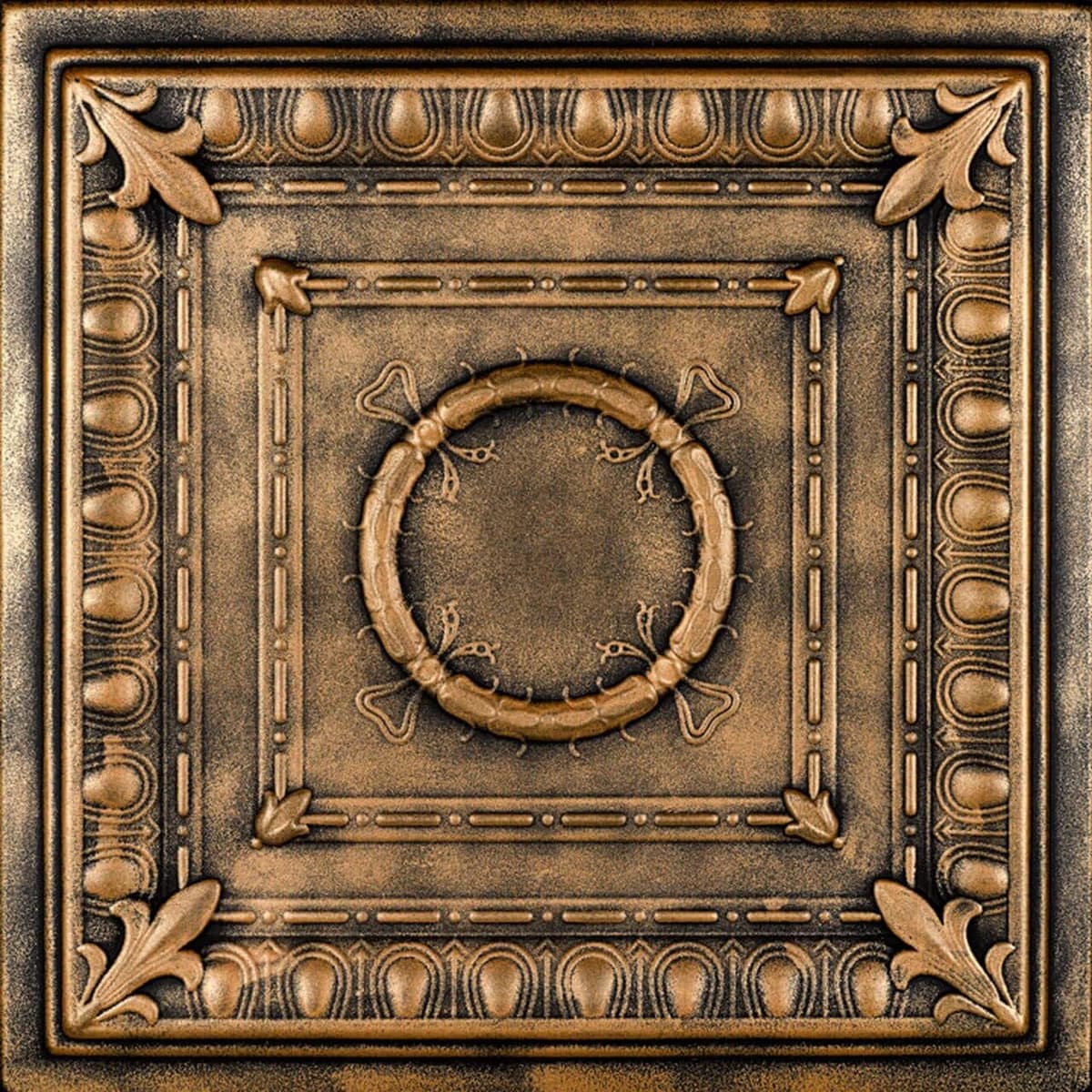 À LA MAISON CEILINGS R47 Romanesque Wreath Foam Glue-up Ceiling Tile, Pack de 144, Antique Gold R47ag-144
