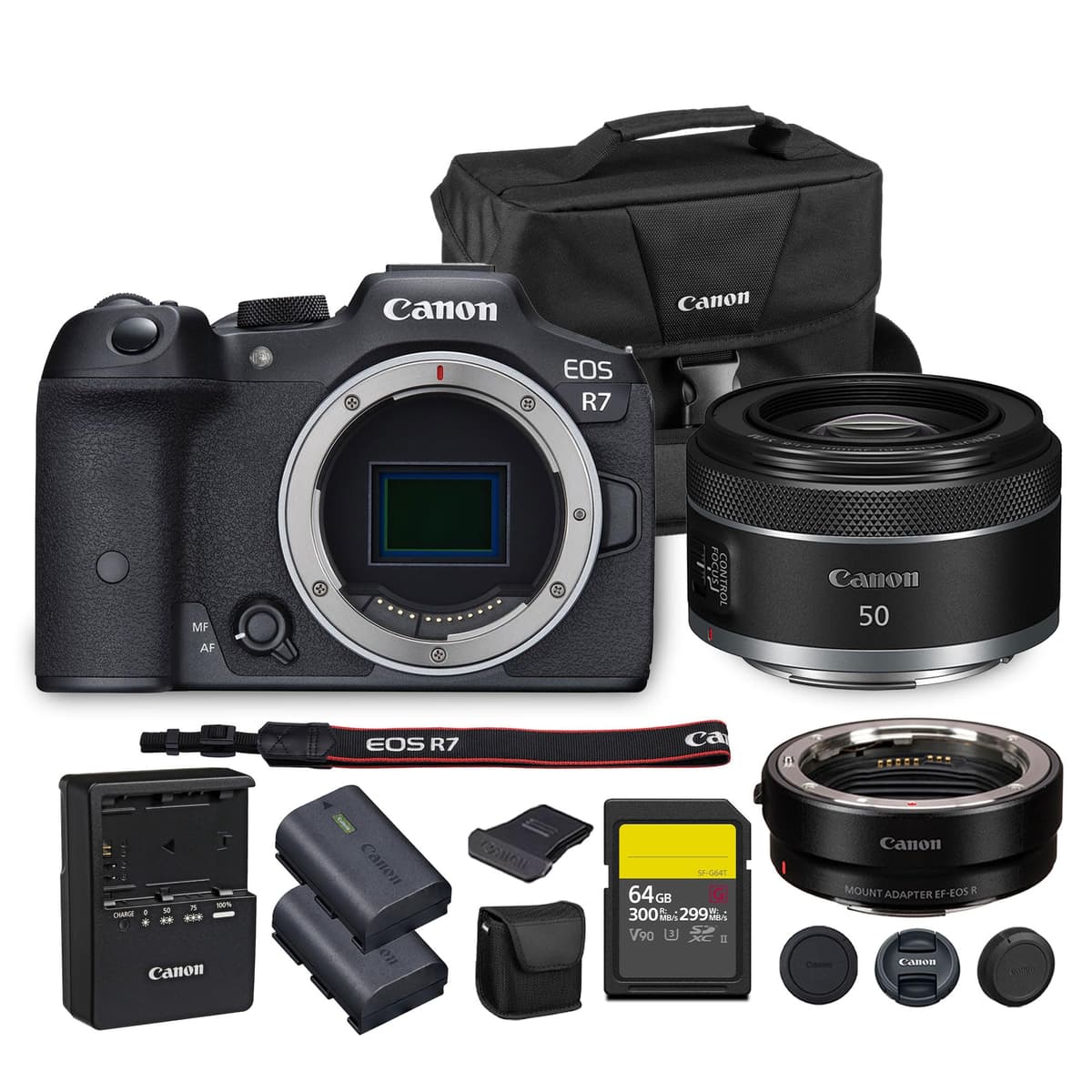 Canon EOS R7 Mirrorless Camera 32.5MP APS-C 4K60p + RF 50mm f/1.8 + Adapter EF-EOS R + Kit 5137C002_EDIPL_19