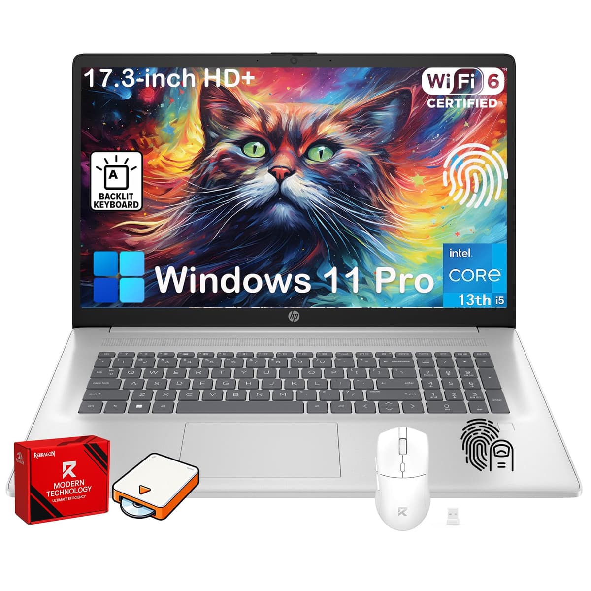 HP Laptop 17 para Negocios, 64GB RAM, 2TB SSD, Intel i5-1334U de 10 núcleos, Pantalla Antirreflejo 17.3" HD+, Win11 Pro, Teclado Retroiluminado, Lector de Huellas, Teclado Numérico, Cámara 720p HD, con Accesorios HP 17 Laptop