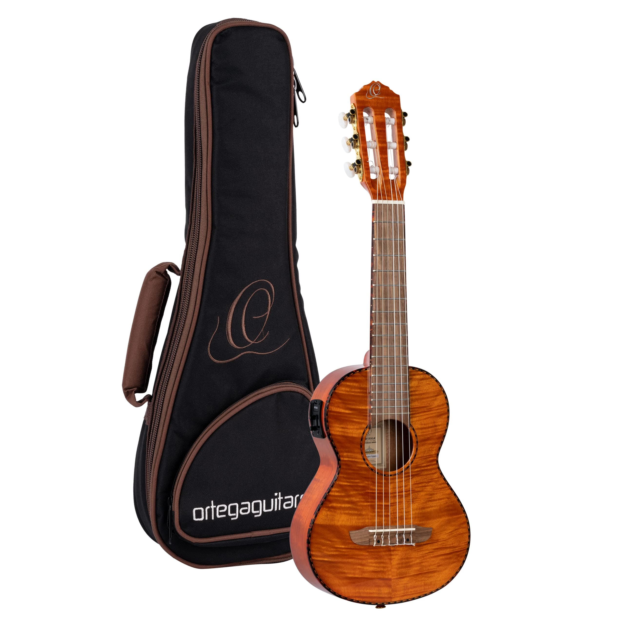 Ortega Guitars Guitarra Electroacústica Tipo Guitarlele de la Serie Timber con Funda RGLE18FMH