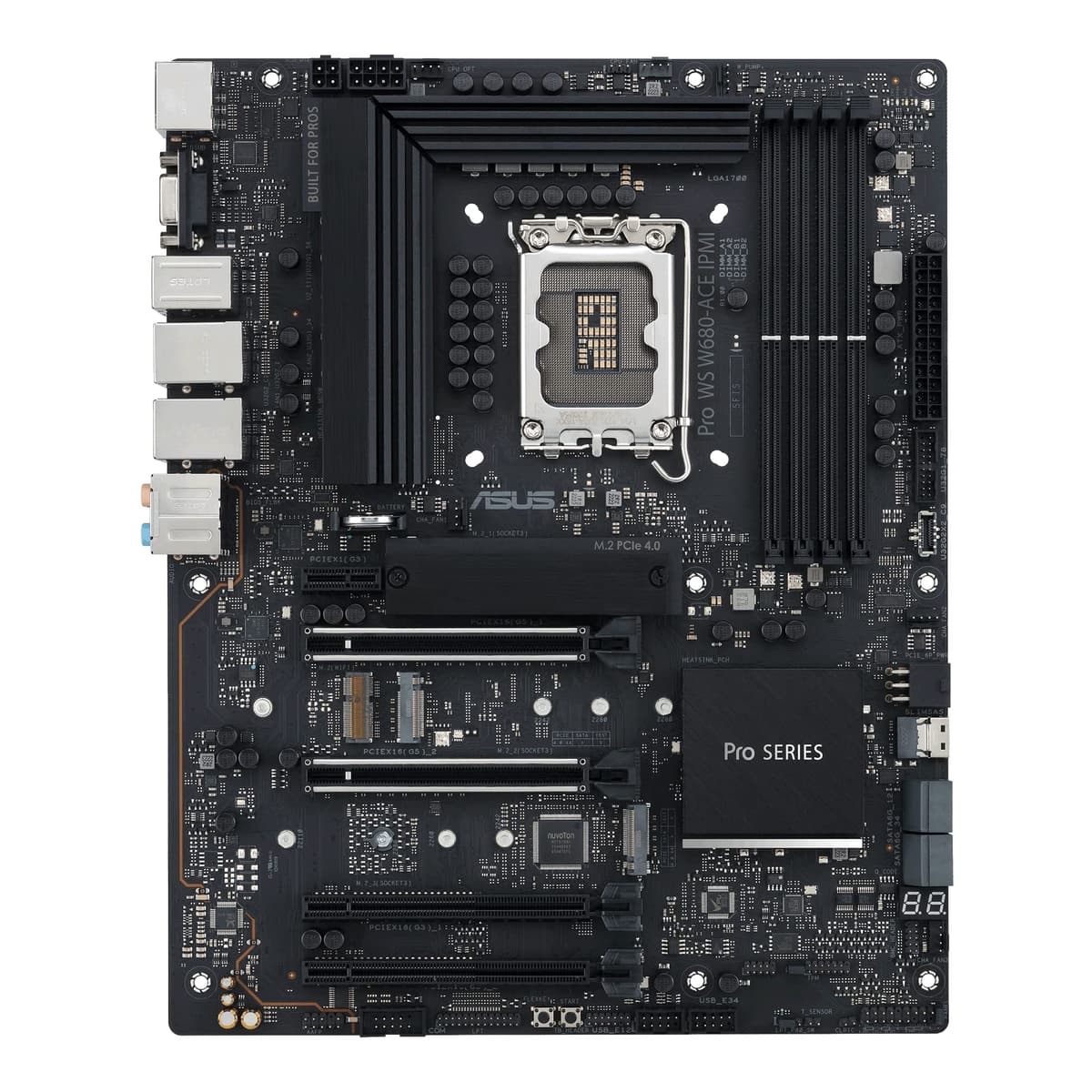 ASUS Pro WS W680-ACE IPMI Placa madre workstation Intel LGA1700 ATX, 2x ranuras PCIe 5.0 x16, DDR5, memoria ECC, 2x LAN 2.5 Gb, 3x ranuras M.2, SlimSAS, conector BMC, conector THUNDERBOLT 4, tarjeta de expansión IPMI incluida, ACCE