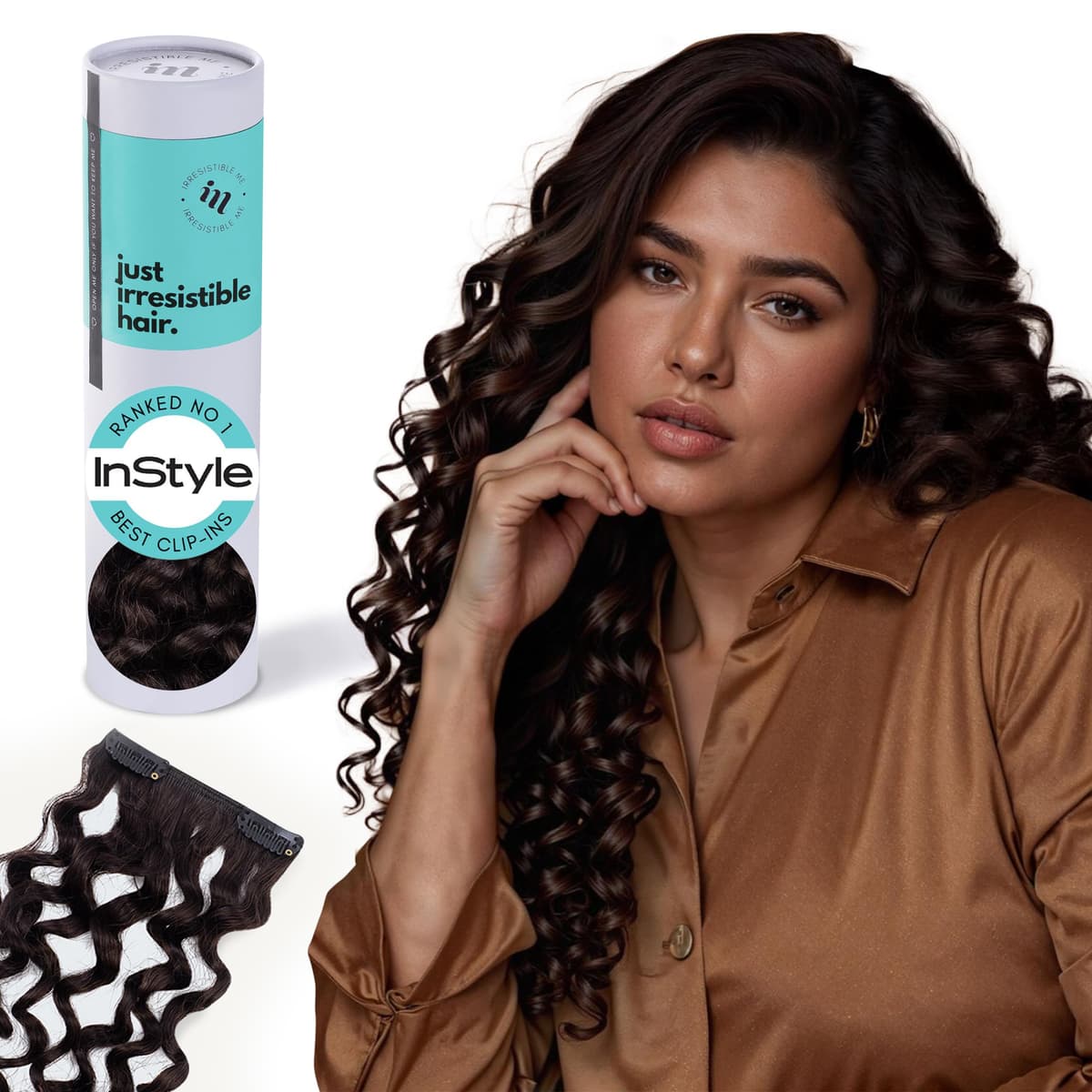 Irresistible Me 3A Curls Extensiones de Cabello Humano Clip In 100% Real - Chocolate Brown, 24 Inches