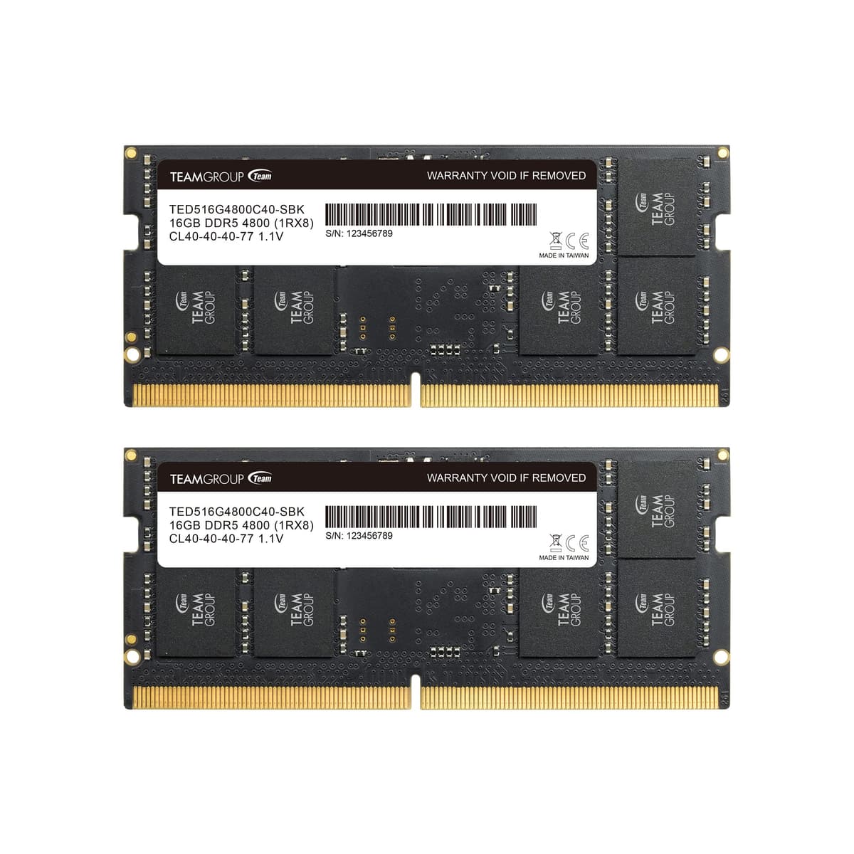 TEAMGROUP Elite SODIMM DDR5 32GB (2x16GB) 4800MHz (PC5-38400) CL40 No ECC Sin búfer 1.1V 262 pines Módulo de memoria RAM para laptop - TED532G4800C40DDC-S01 TED532G4800C40DC-S01