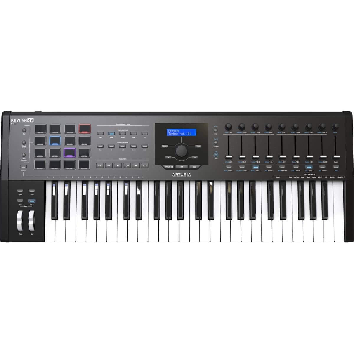 Arturia KeyLab 49 MkII - Controlador MIDI USB de 49 teclas semi ponderadas (Negro)