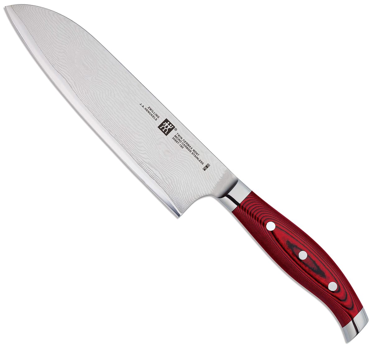 ZWILLING Santoku 18 cm, hoja MC66, mango micarta, rojo (no apto lavavajillas) 30887-186