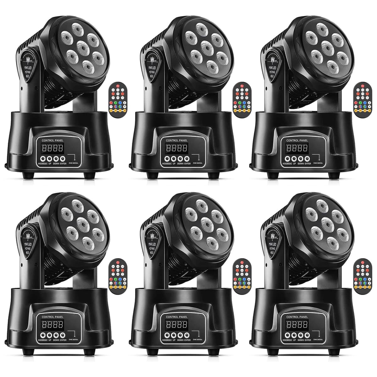 U`King Moving Head RGBW 7x10W ZQ02354X6 - Paquete de 6