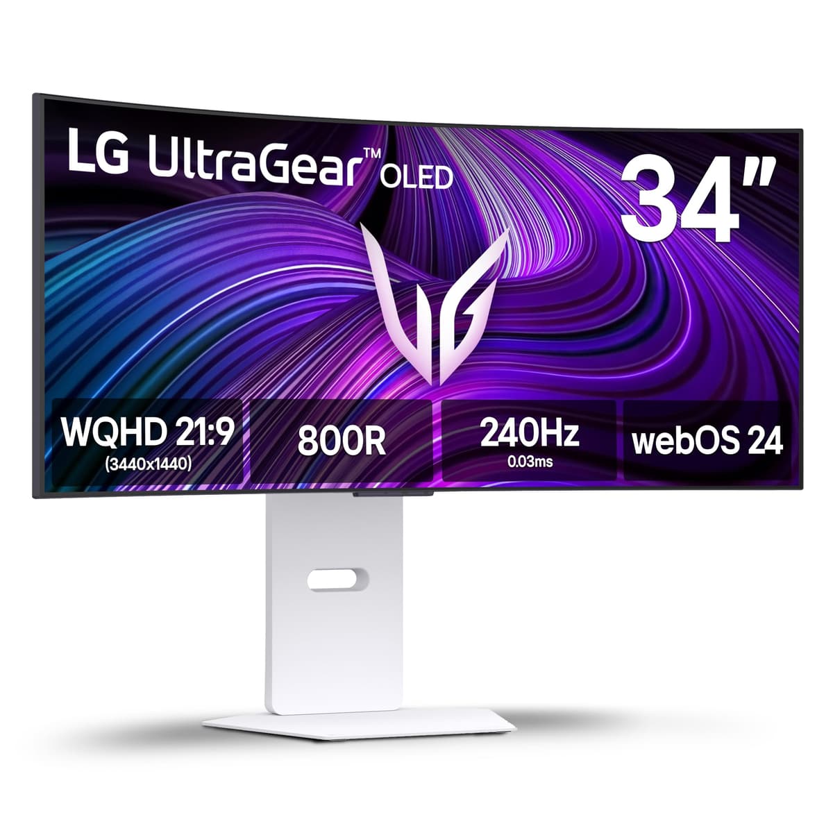 LG 34GX90SA-W 34" UltraGear OLED WQHD Curvo 240Hz, 0.03ms, G-Sync Compatible, webOS, USB-C, Blanco 34GX90SA-W.AUS
