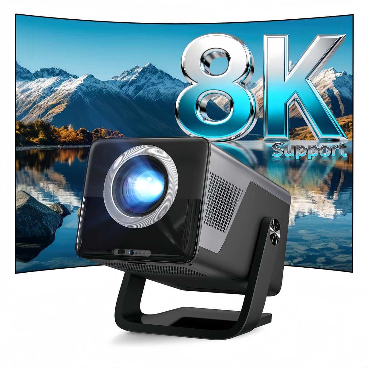 LYNCAST [Soporte 8K 4K/2000 ANSI/Calibracion Visual por IA] Proyector Inteligente X7 Nativo 1080P con Android 14, Compatible con Netflix y YouTube, Enfoque Automatico IA, Keystone y Evasion de Obstaculos, WiFi, Bluetooth, Pantalla de 200"