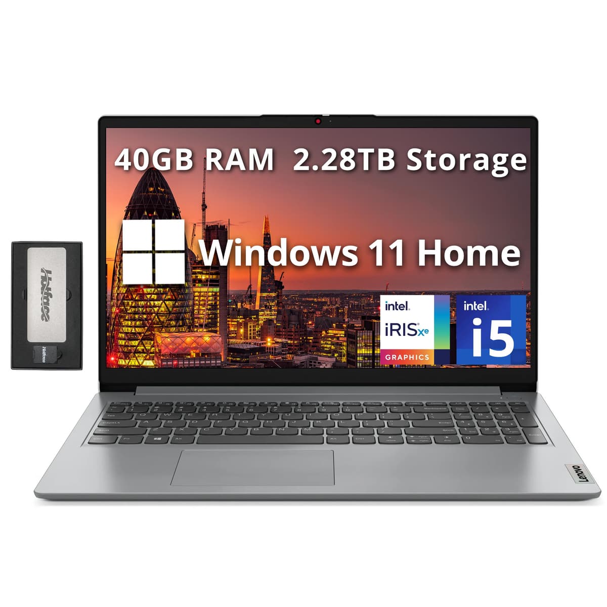 Lenovo IdeaPad 1i 15.6" FHD, Intel i5-1235U, 40GB RAM, 2.28TB (2TB SSD + 288GB Dock), Intel Iris Xe, Win 11 Home, Gris
