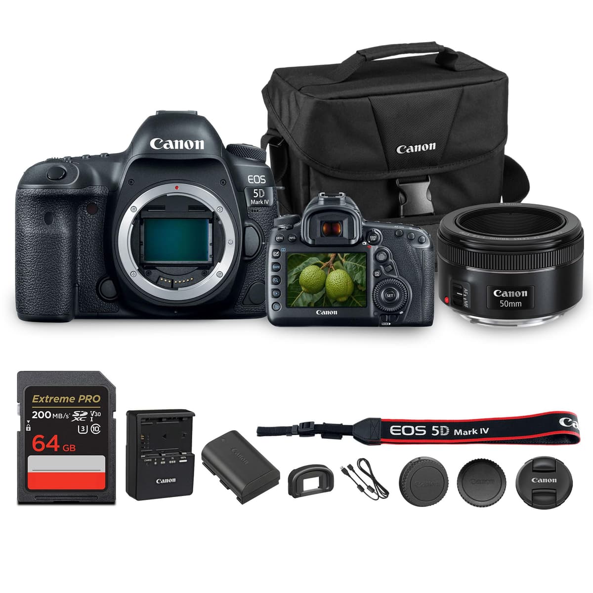 Canon EOS 5D Mark IV DSLR Cámara 30.4MP Full Frame 4K + Canon 50mm f/1.8 + Bolsa + 64GB 1483C002_EDIPL_2